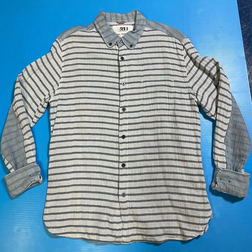 Striped Gray and White Men's Shirt